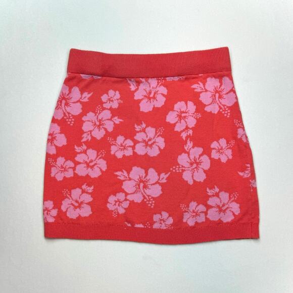 art class Other - Art Class Hibiscus Knit Mini Skirt L 10/12 Red Pink Floral Y2K Coconut Girl Boho